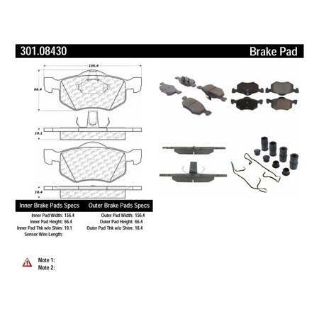 Centric Parts Centric 301.08430 Centric Premium Ceramic Disc Brake Pad Sets 301.08430